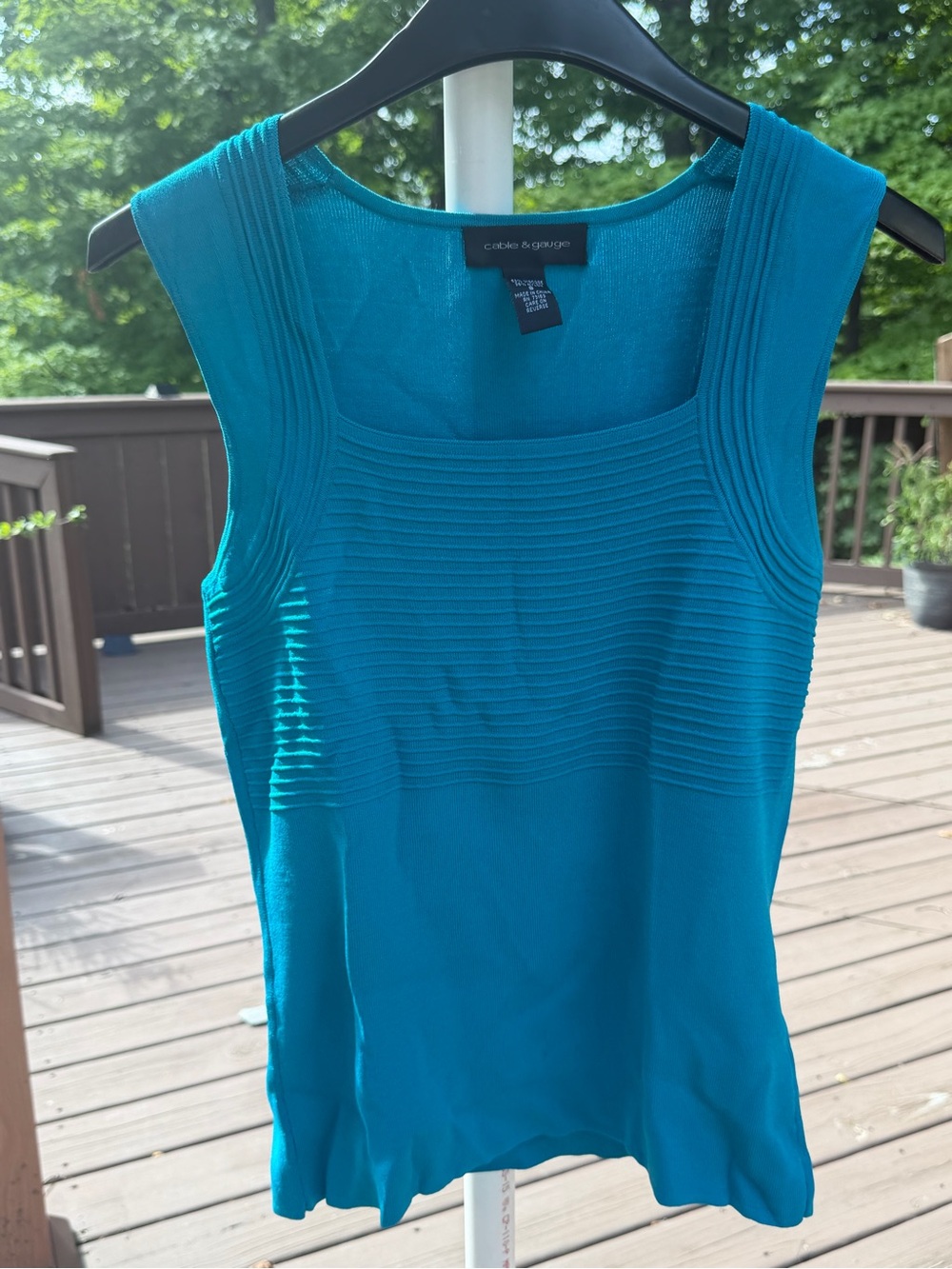 Cable & Gauge Teal Ribbed Square-Neck Tank